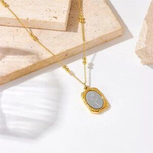 NWOT Rose Pendant and chain 18K Gold‑Plated Dual tone finish